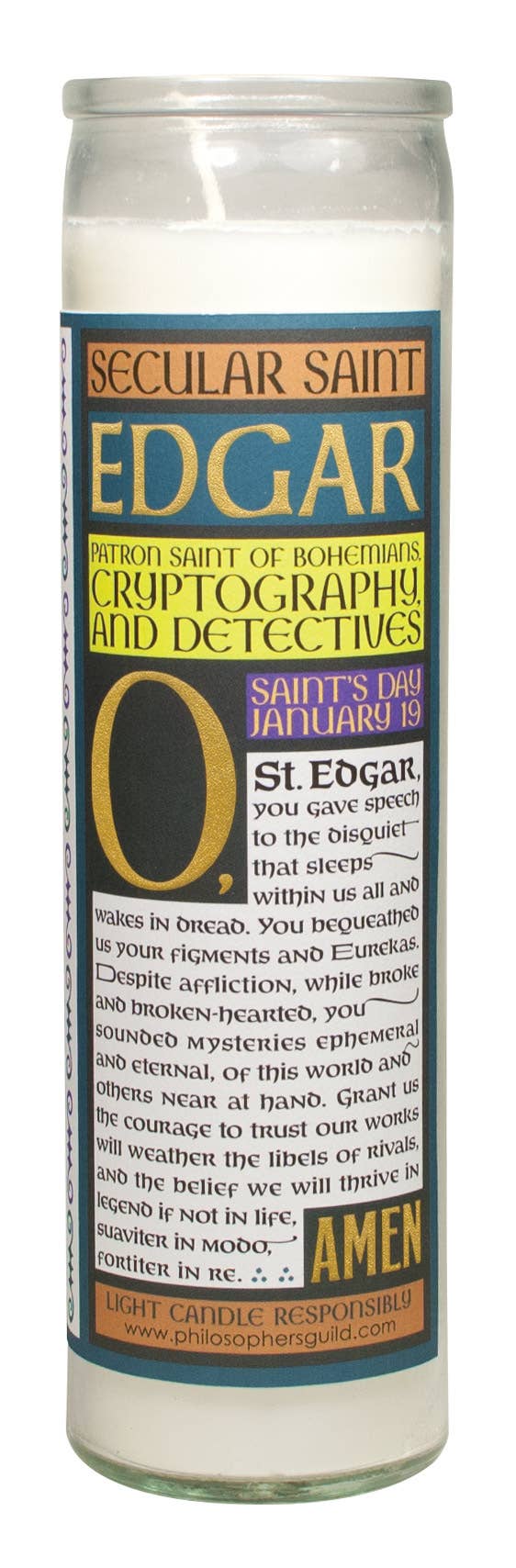 Edgar Allan Poe Secular Saint Candle