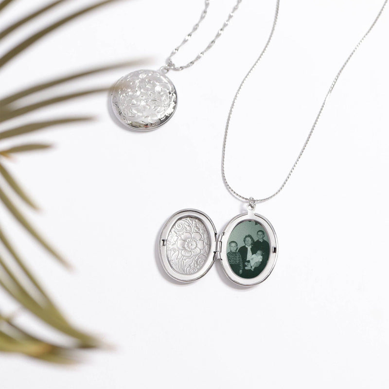 Stainless Steel Textured Oval Locket Pendant