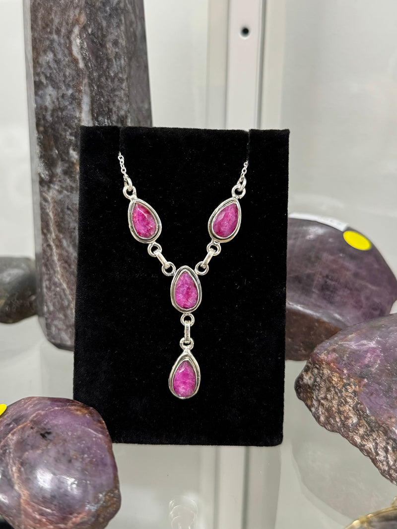 Faceted Ruby Sterling Silver Necklace