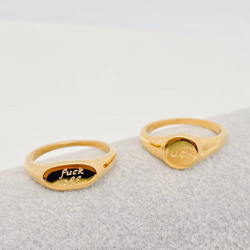 18K Gold Plated Geometric "fuck off" Ring