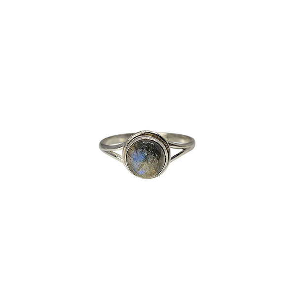 Labradorite Sterling Silver Ring - Circle Stone