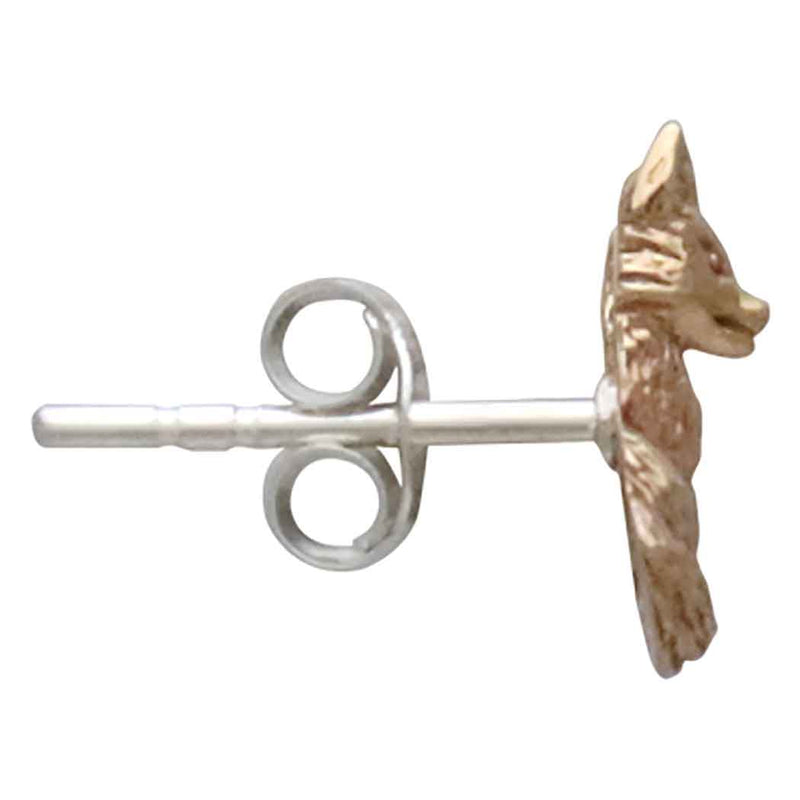 Bronze Dimensional Sitting Fox Post Earrings