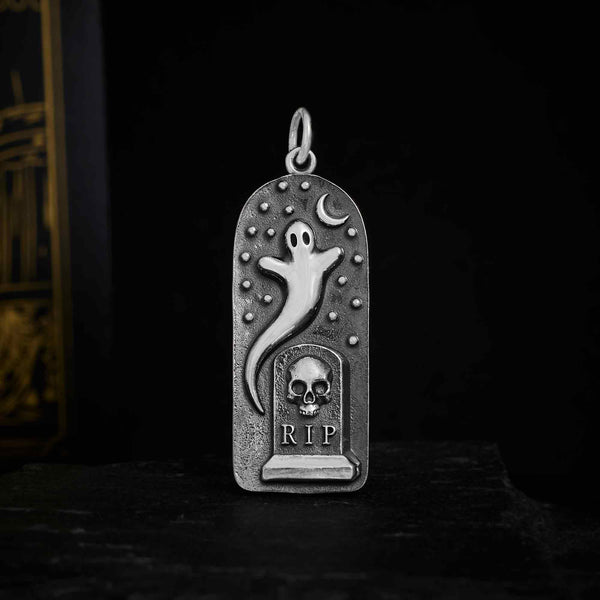 Sterling Silver Ghost in Graveyard Charm