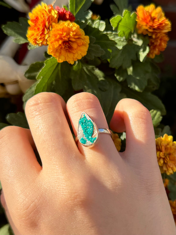 Dioptase Sterling Silver Ring - Size 5