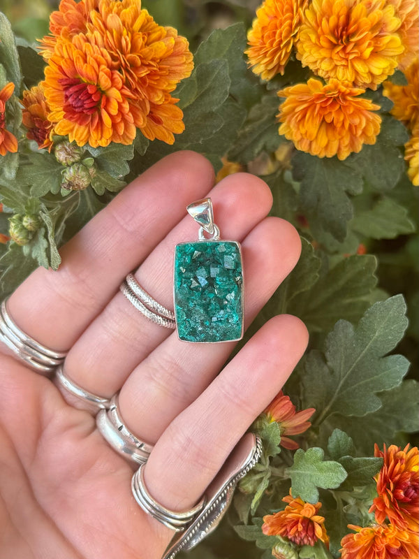 Dioptase Sterling Silver Pendant