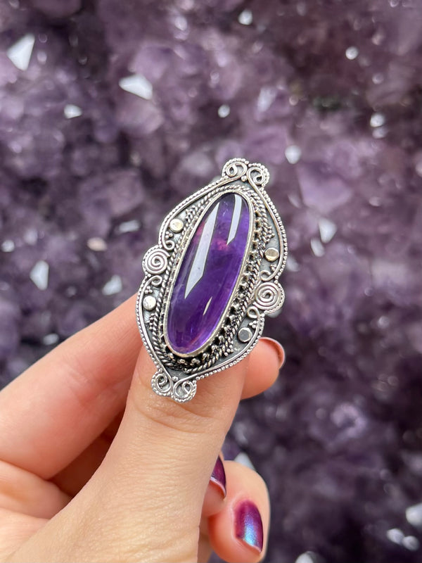 Amethyst Sterling Silver Ring Size 7