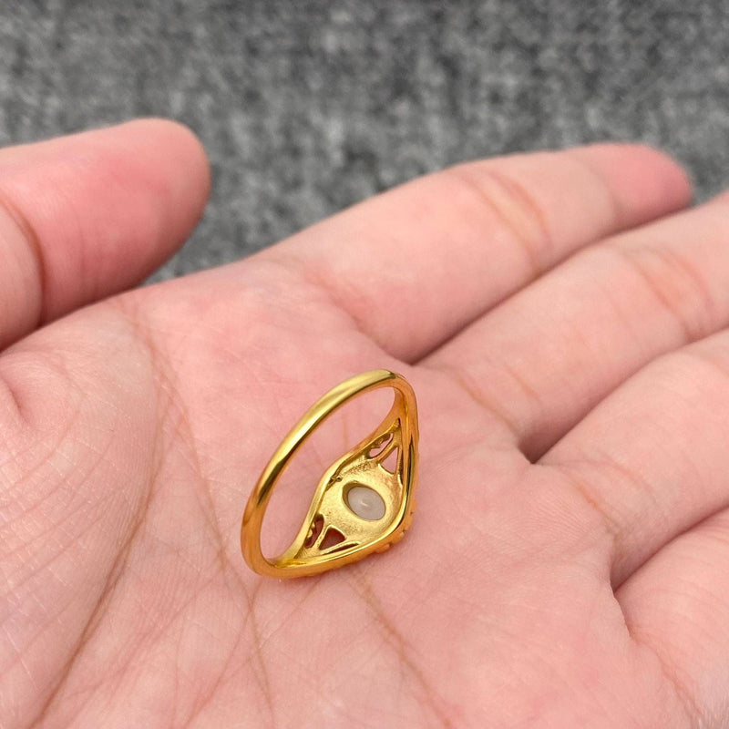 18K Gold Plated Inlaid Pearl Vintage Style Ring