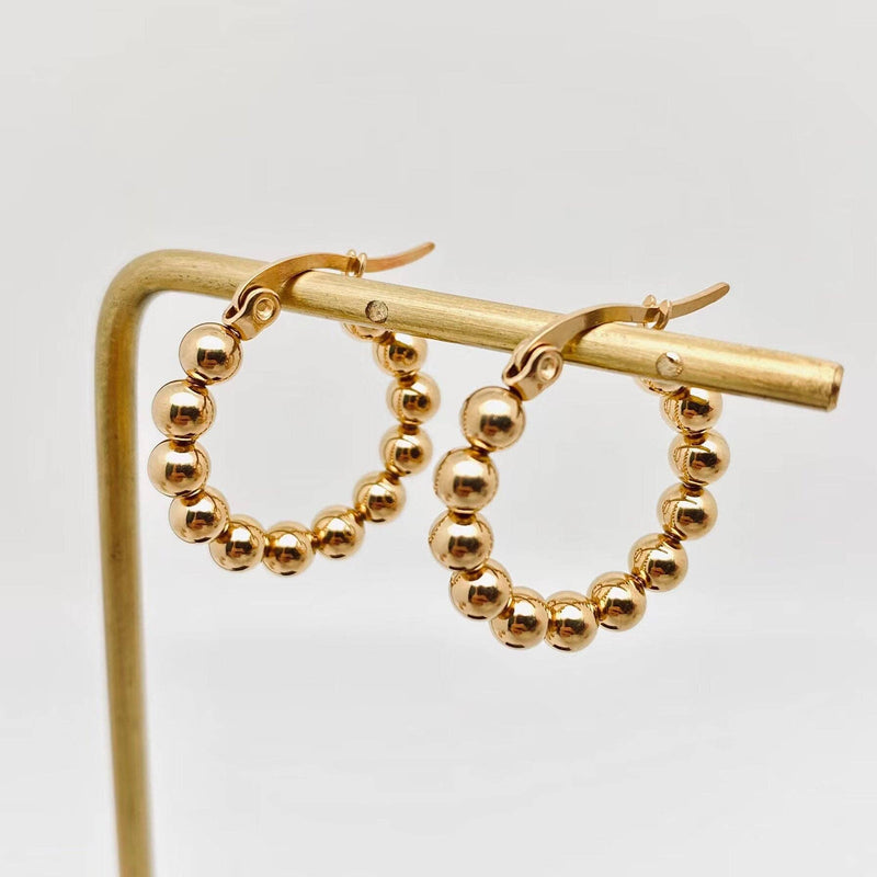 18k Gold Plated Beaded Hoop Earrings