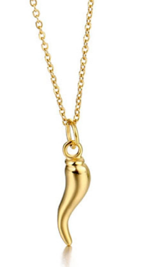 Cornicello- Italian Horn Necklace- Protection and Passion: Yellow Gold