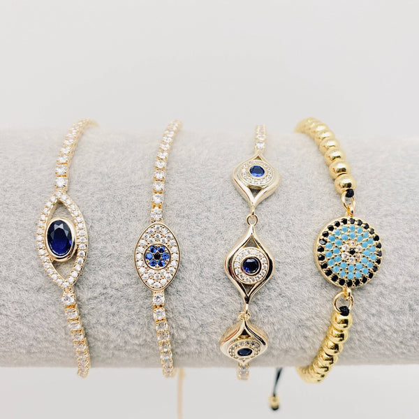 Multi-style Zircon-inlaid Evil Eye Bracelet: A