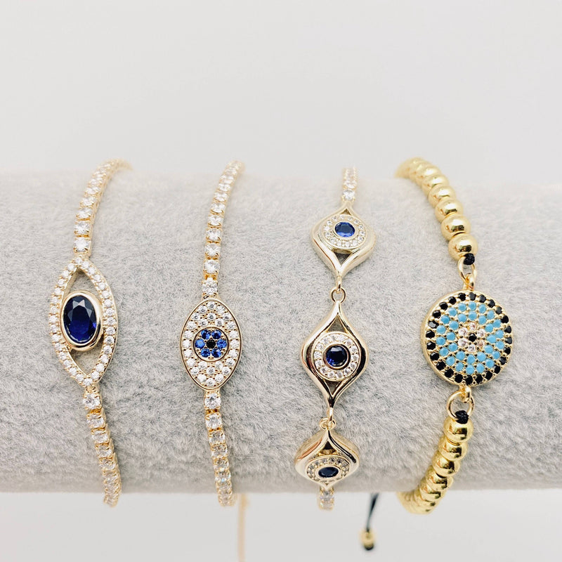 Multi-style Zircon-inlaid Evil Eye Bracelet: A