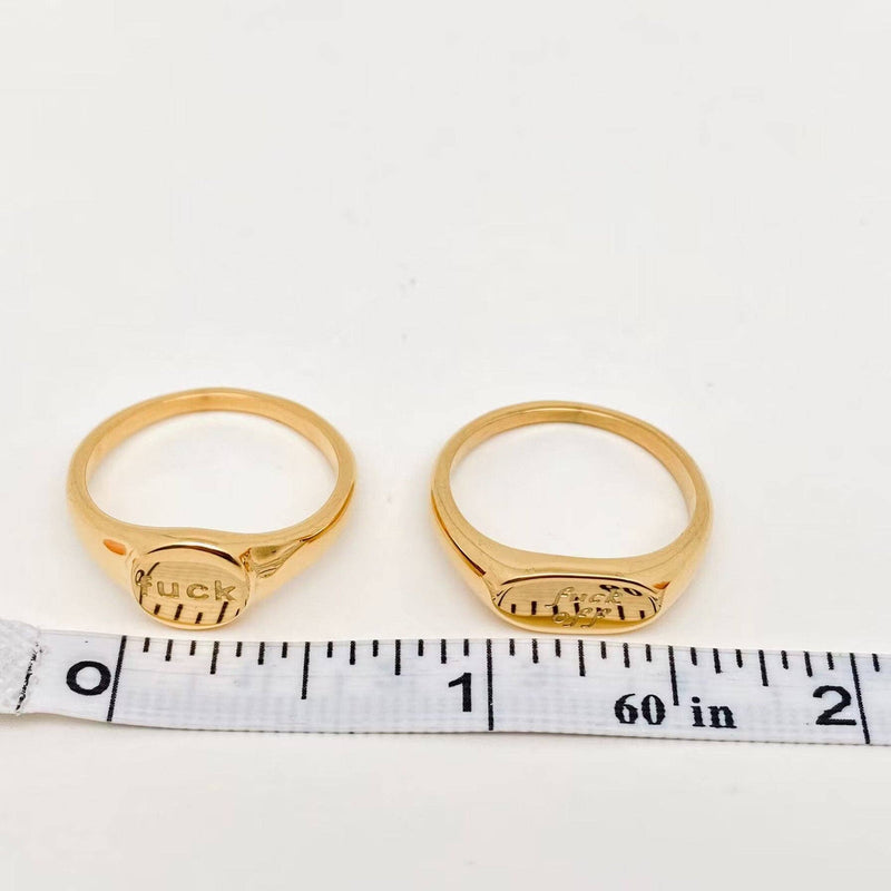 18K Gold Plated Geometric "fuck off" Ring