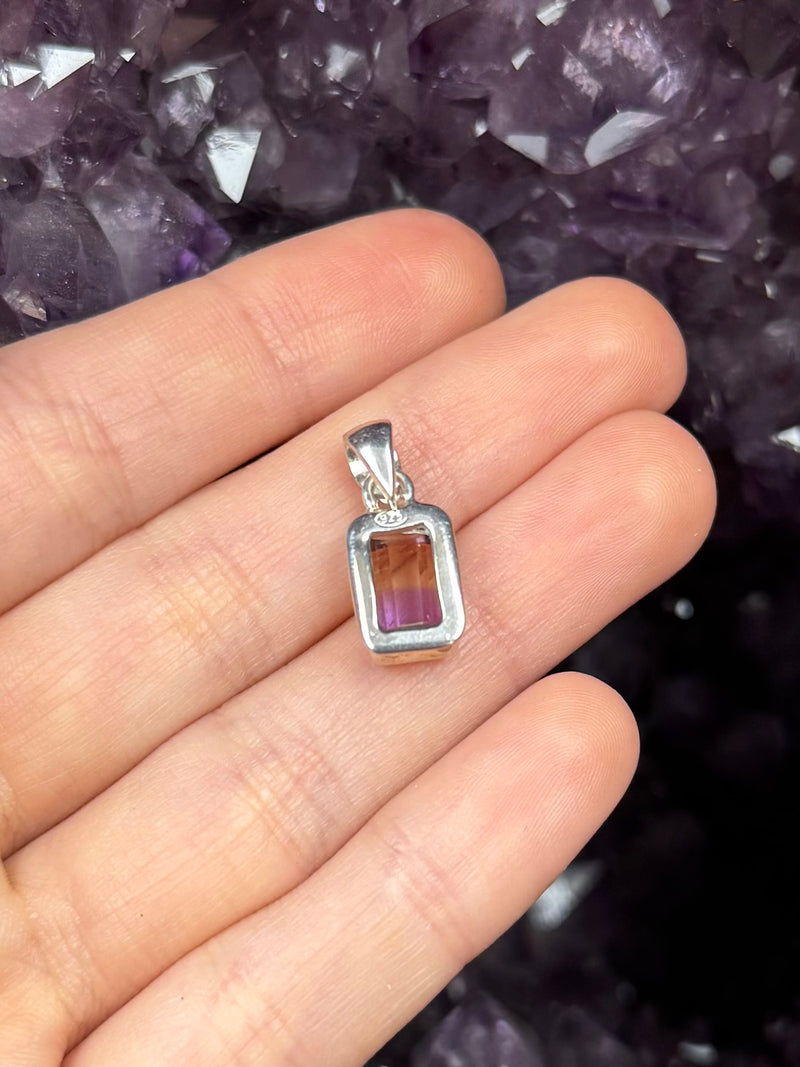 Faceted Natural Ametrine Sterling Silver Pendant - E