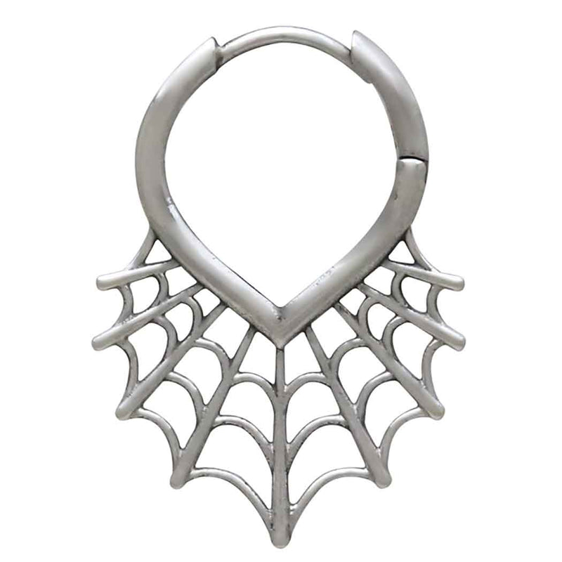 Sterling Silver Spiderweb Huggie Hoop Earrings