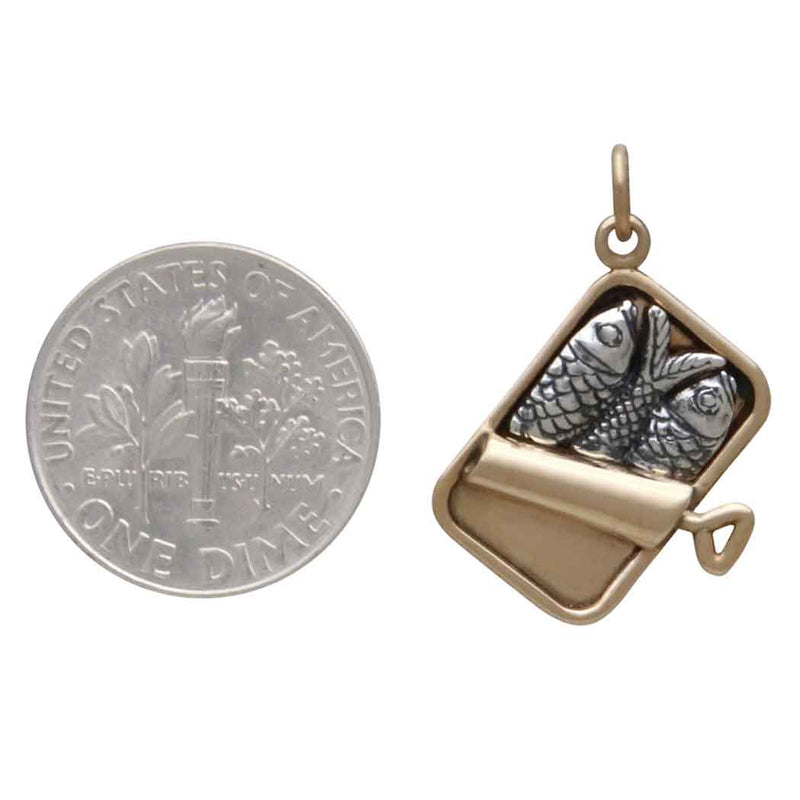Sterling Silver and Bronze Sardine Can Charm