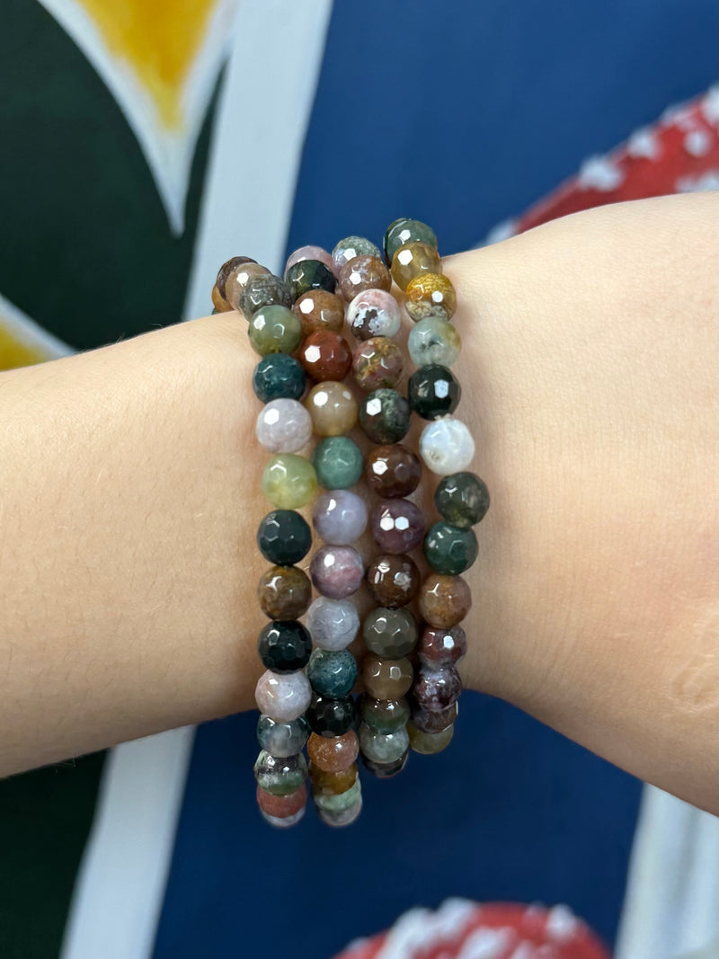 Faceted Ocean Jasper Bracelet -6 mm