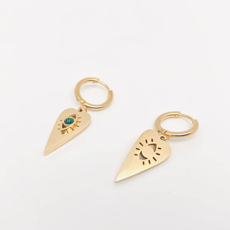 Heart-shaped Evil Eye Huggie Hoop Earrings