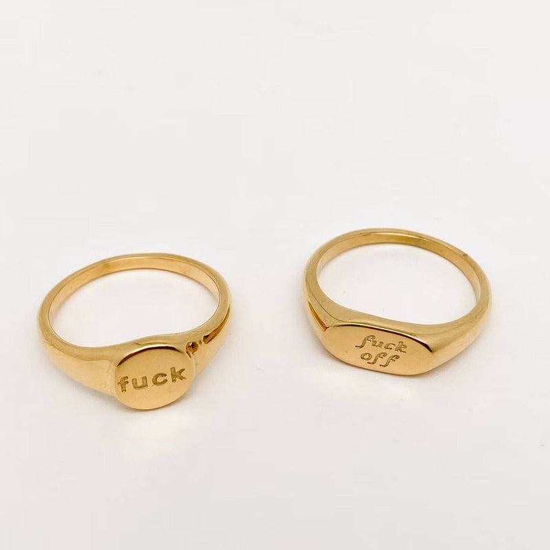 18K Gold Plated Geometric "fuck off" Ring