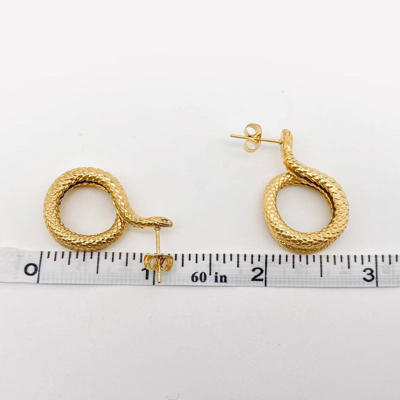 18K Gold Plated Coiled Snake Earrings