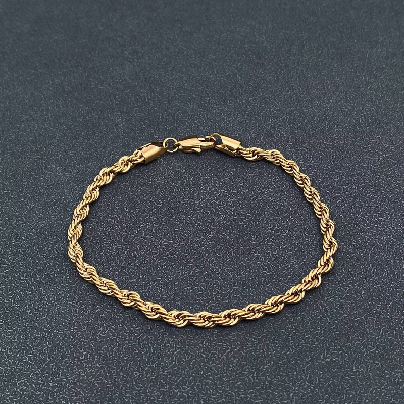 18K Gold-plated Twisted Rope Chain Bracelet