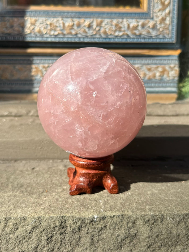 Rose Quartz Crystal Sphere with Star