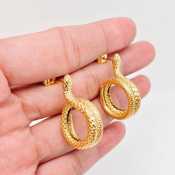 18K Gold Plated Coiled Snake Earrings