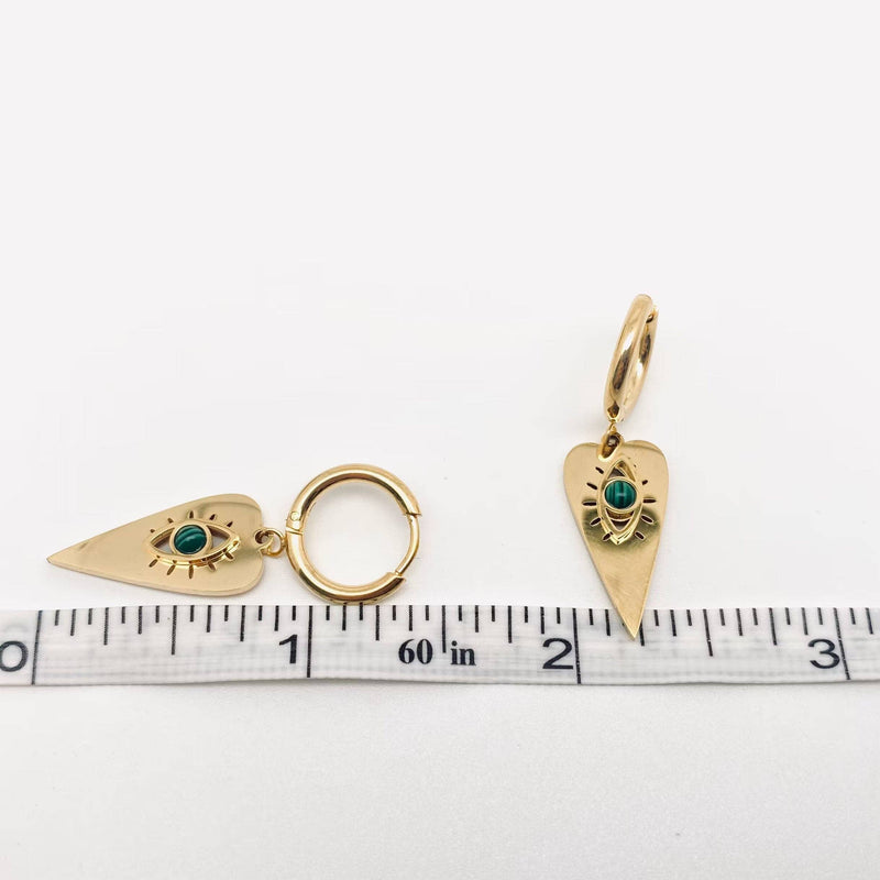 Heart-shaped Evil Eye Huggie Hoop Earrings
