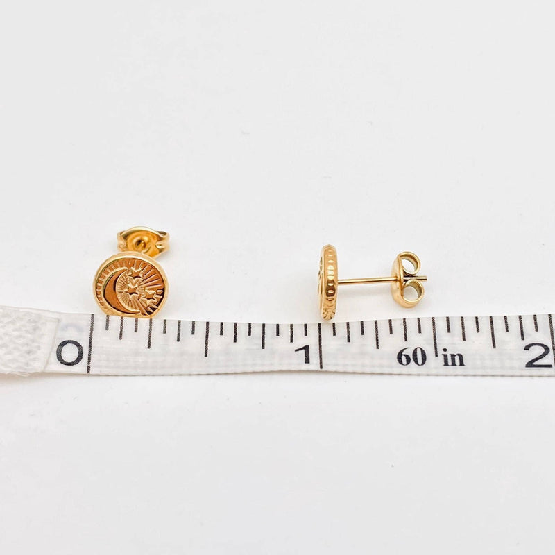18K Gold Plated Star and Moon Stud Earrings