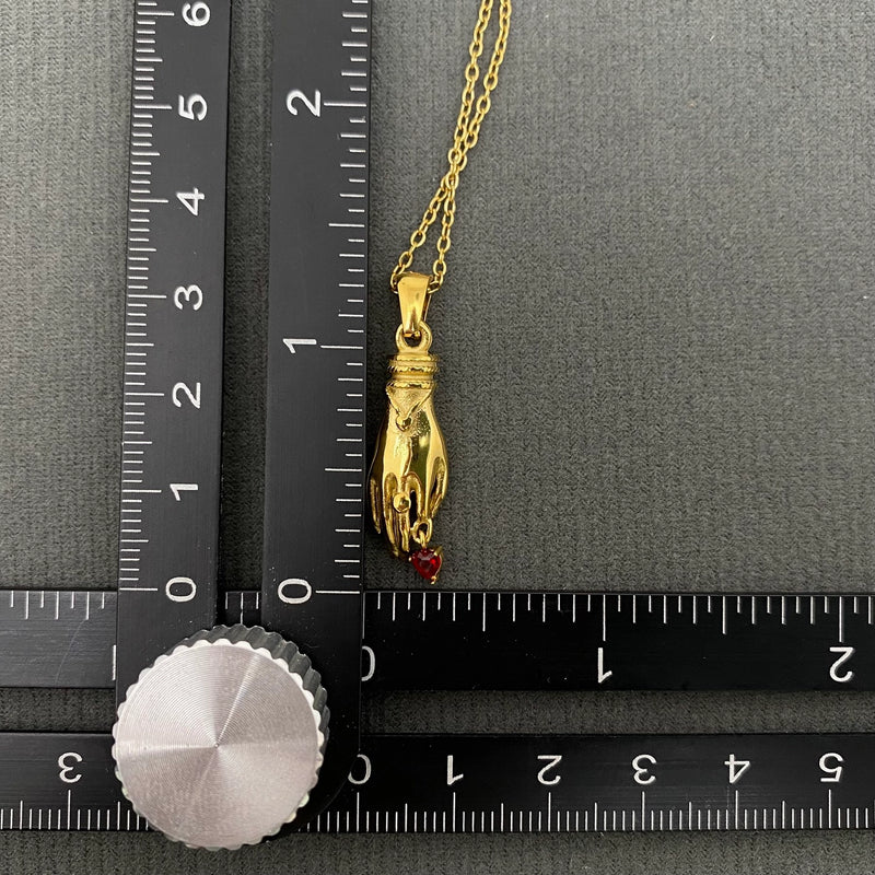 18K Gold Plated Heart in Hand Charm Necklace