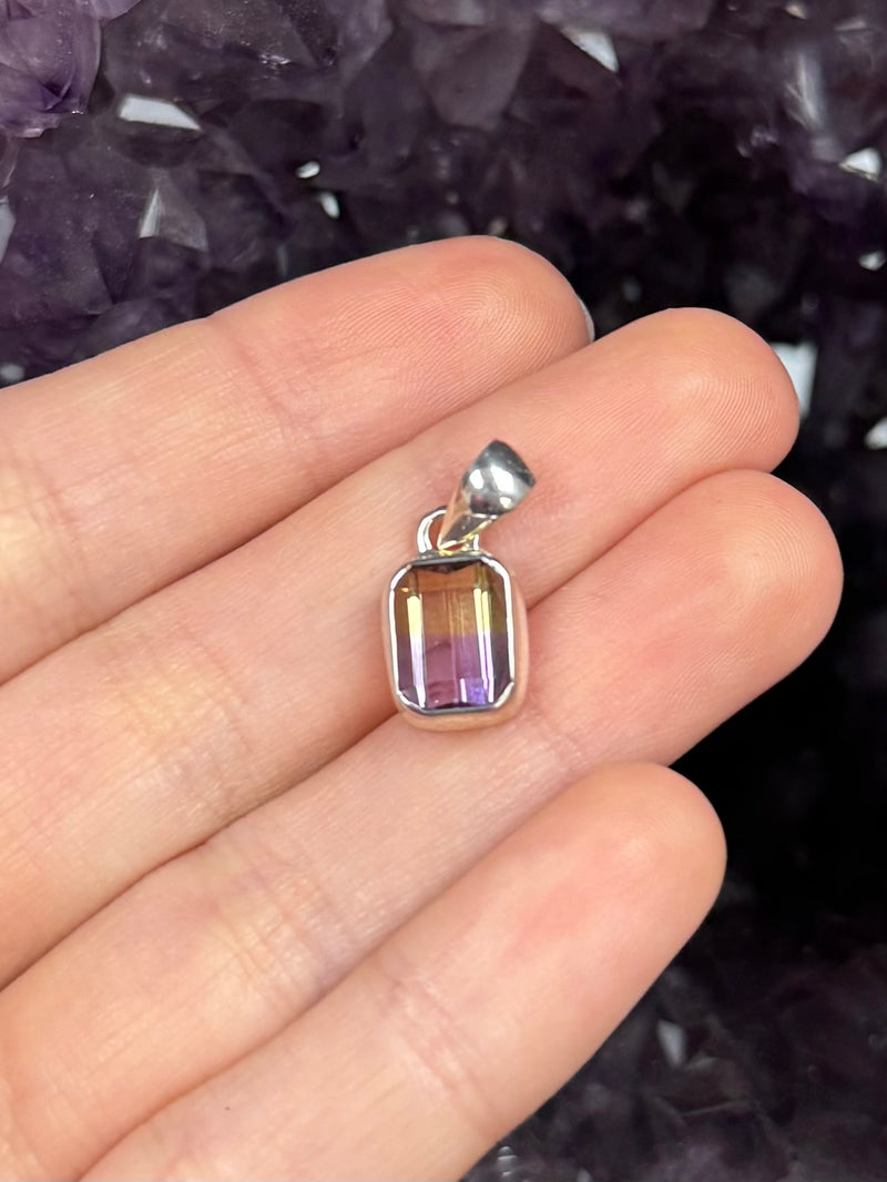 Faceted Natural Ametrine Sterling Silver Pendant - C