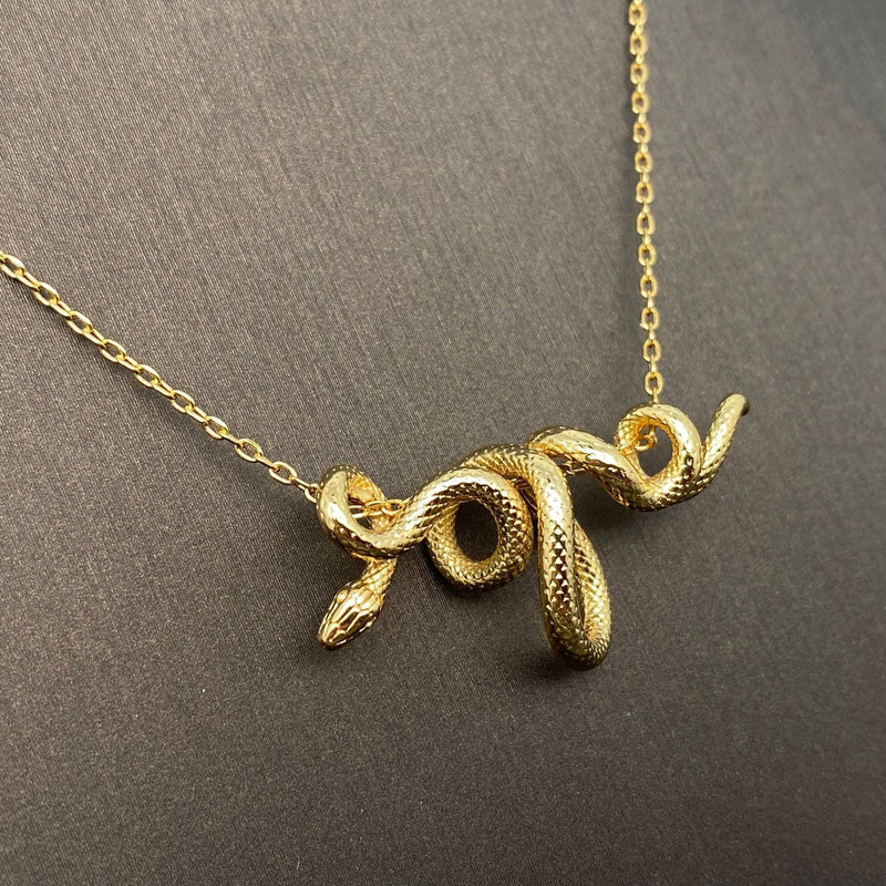 Winding Python Snake Necklace -  18K Gold Plated