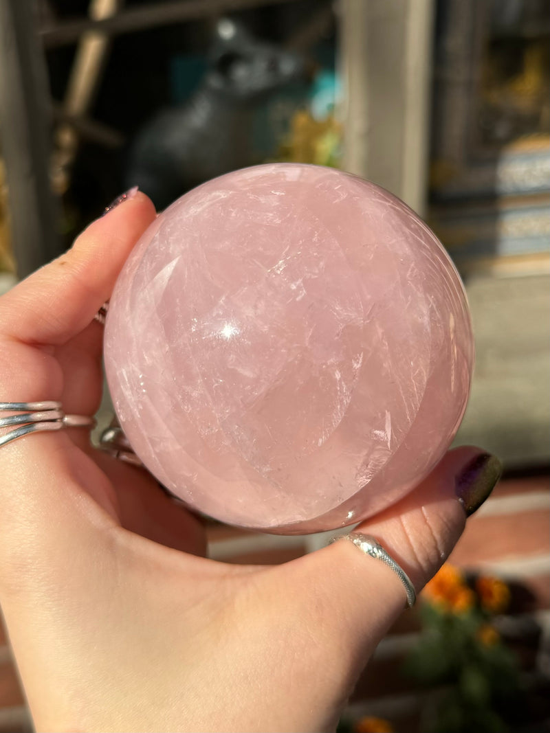 Rose Quartz Crystal Sphere with Star