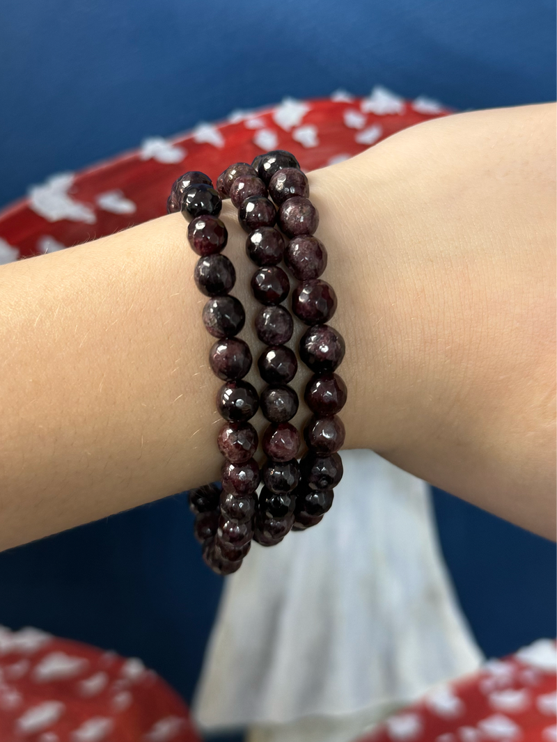 Faceted Garnet Bracelet - 8mm