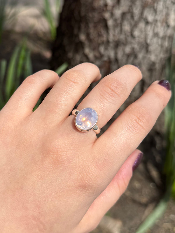 Lavender Quartz Sterling Silver Ring - Size 6