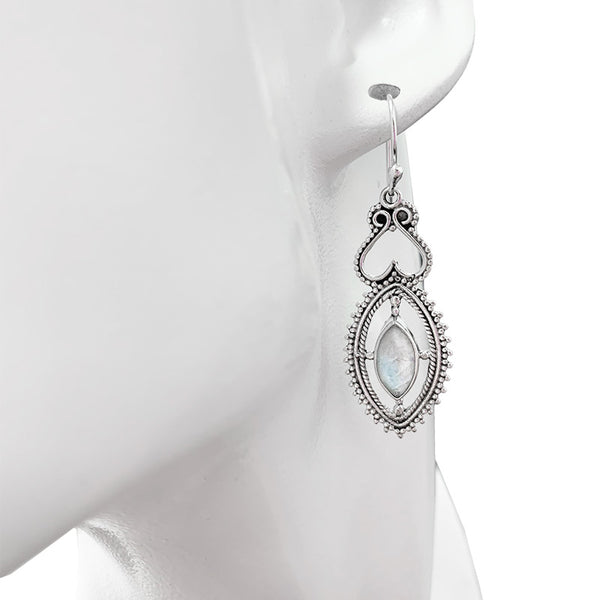 Moonstone Sterling Silver Earrings on Hooks