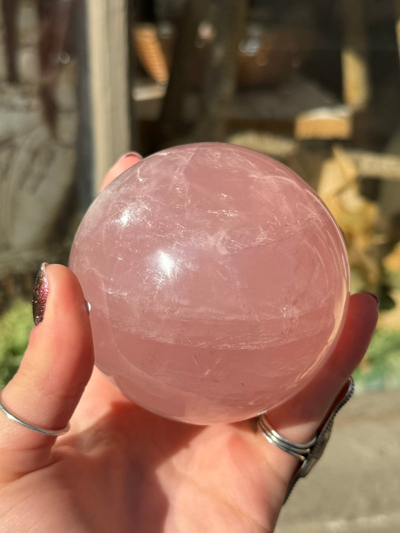 Rose Quartz Crystal Sphere with Star