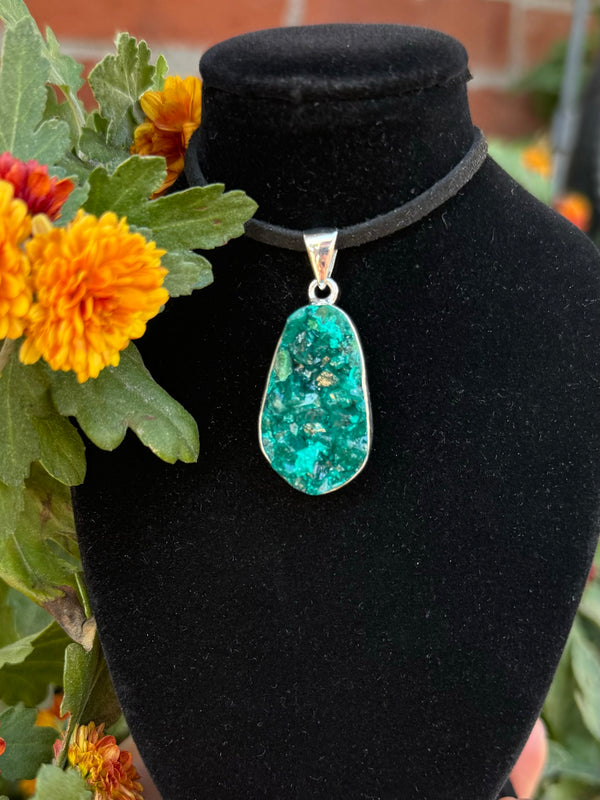 Dioptase Sterling Silver Pendant