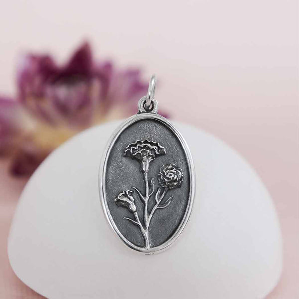 Silver Carnation Charm - January Birth Flower
