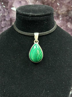 Sterling Silver Teardrop Malachite Pendant