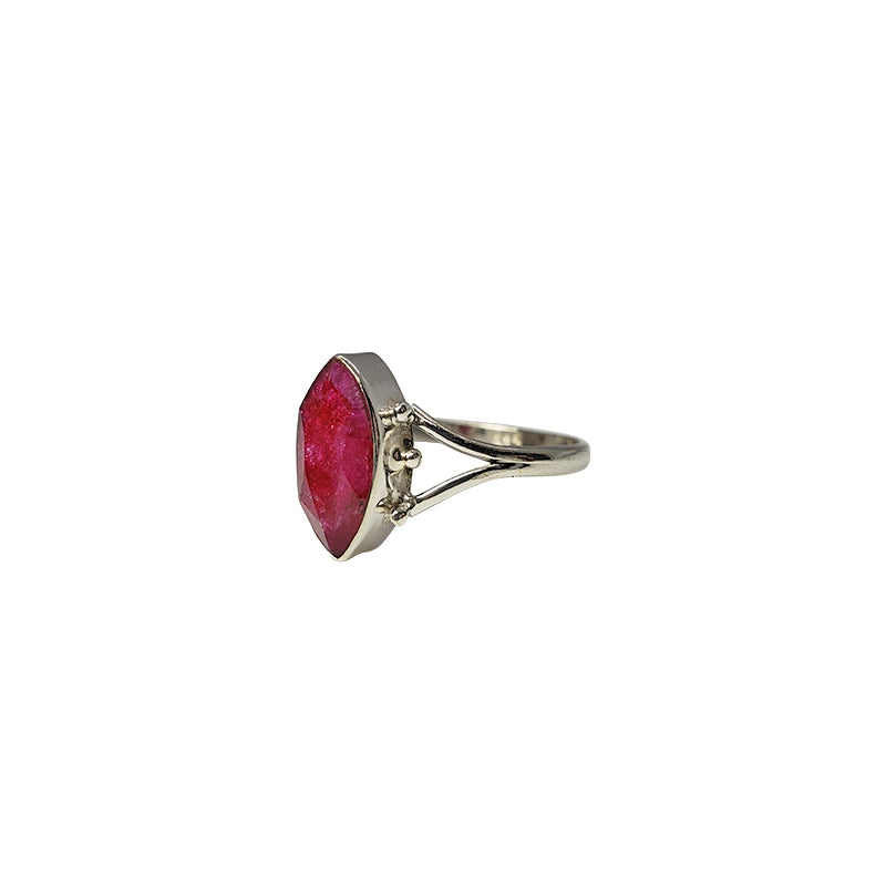 Faceted Ruby Sterling Silver Ring