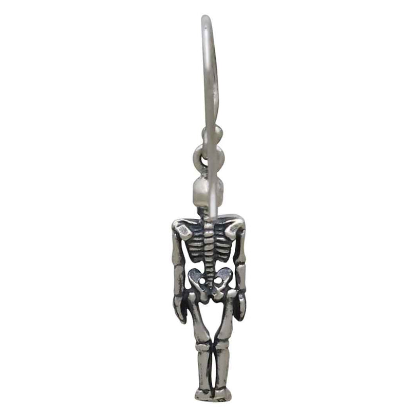 Sterling Silver 3D Skeleton Dangle Earrings