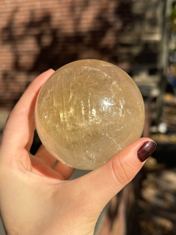 Optical Honey Calcite Sphere