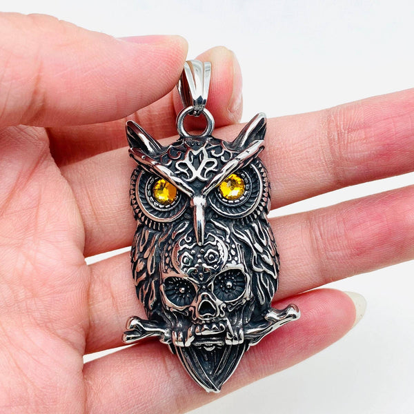 Owl Skull Stainless Steel Pendant