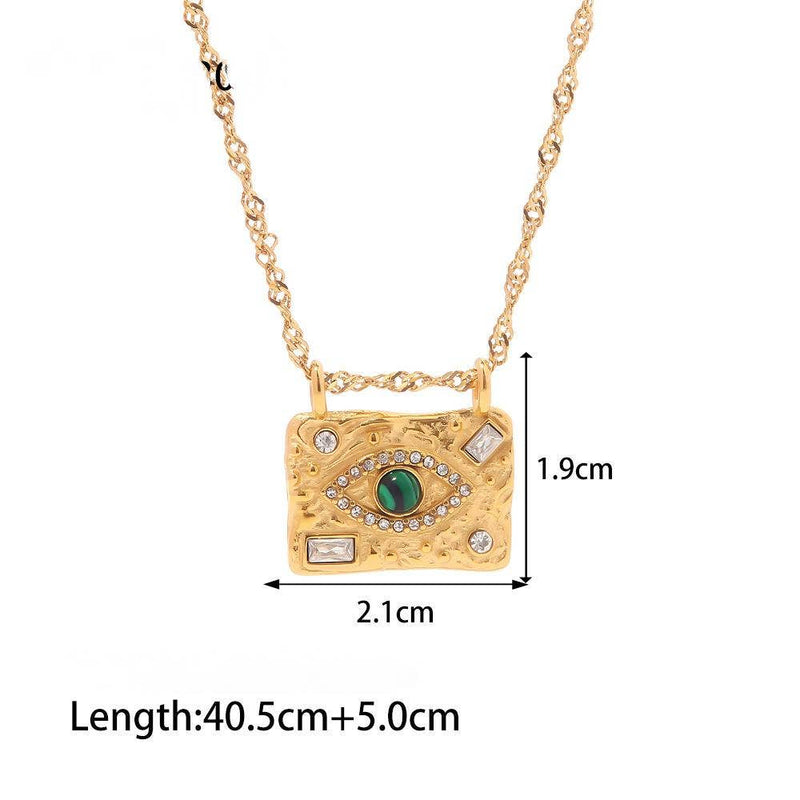 Gold Plated Square Evil Eye Necklace
