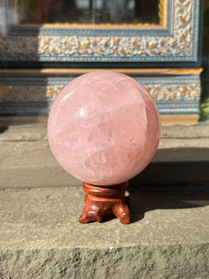 Rose Quartz Crystal Sphere with Star