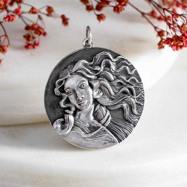 Sterling Silver Birth of Venus Portrait Pendant