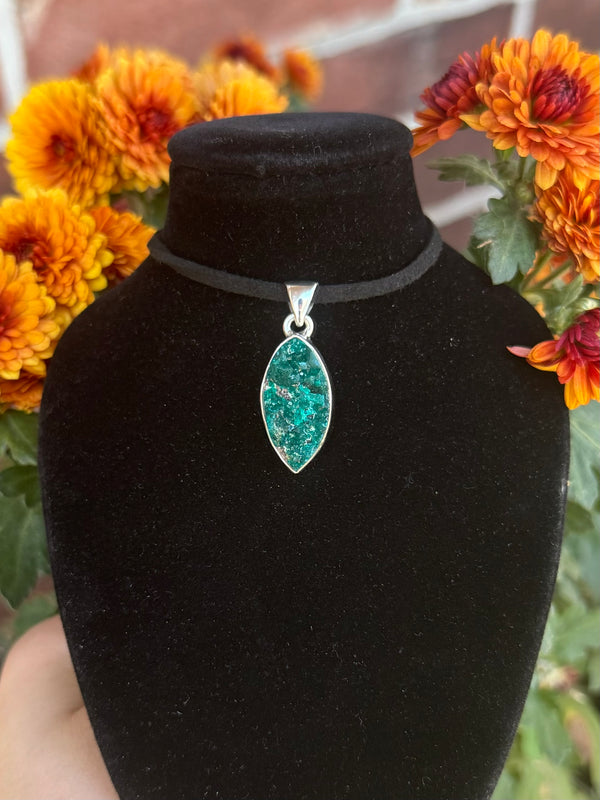 Dioptase Sterling Silver Pendant