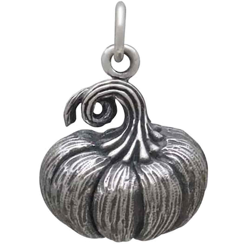 Sterling Silver Dimensional Pumpkin Charm