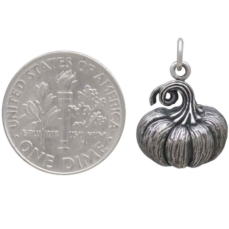 Sterling Silver Dimensional Pumpkin Charm