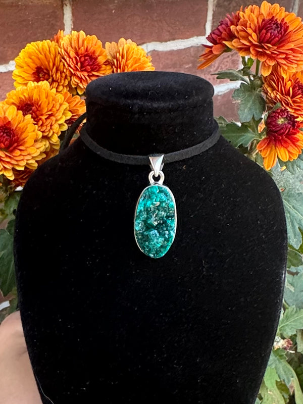 Dioptase Sterling Silver Pendant